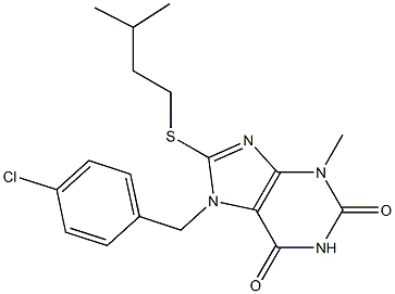 7-(4-chlorobenzyl)-8-(isopentylsulfanyl)-3-methyl-3,7-dihydro-1H-purine-2,6-dione 结构式