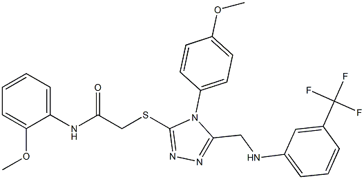 N-(2-methoxyphenyl)-2-[(4-(4-methoxyphenyl)-5-{[3-(trifluoromethyl)anilino]methyl}-4H-1,2,4-triazol-3-yl)sulfanyl]acetamide 结构式