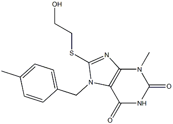 8-[(2-hydroxyethyl)sulfanyl]-3-methyl-7-(4-methylbenzyl)-3,7-dihydro-1H-purine-2,6-dione 结构式