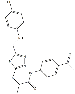 N-(4-acetylphenyl)-2-[(5-{[(4-chlorophenyl)amino]methyl}-4-methyl-4H-1,2,4-triazol-3-yl)sulfanyl]propanamide 结构式