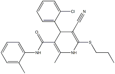 4-(2-chlorophenyl)-5-cyano-2-methyl-N-(2-methylphenyl)-6-(propylsulfanyl)-1,4-dihydro-3-pyridinecarboxamide 结构式