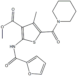 methyl 2-[(furan-2-ylcarbonyl)amino]-4-methyl-5-(piperidin-1-ylcarbonyl)thiophene-3-carboxylate 结构式