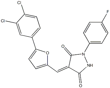 4-{[5-(3,4-dichlorophenyl)-2-furyl]methylene}-1-(4-fluorophenyl)-3,5-pyrazolidinedione 结构式