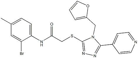 N-(2-bromo-4-methylphenyl)-2-{[4-(furan-2-ylmethyl)-5-pyridin-4-yl-4H-1,2,4-triazol-3-yl]sulfanyl}acetamide 结构式