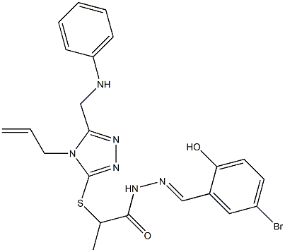 2-{[4-allyl-5-(anilinomethyl)-4H-1,2,4-triazol-3-yl]sulfanyl}-N'-(5-bromo-2-hydroxybenzylidene)propanohydrazide 结构式