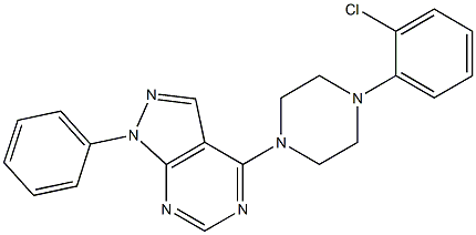 4-[4-(2-chlorophenyl)-1-piperazinyl]-1-phenyl-1H-pyrazolo[3,4-d]pyrimidine 结构式