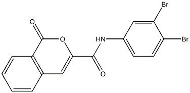 N-(3,4-dibromophenyl)-1-oxo-1H-isochromene-3-carboxamide 结构式