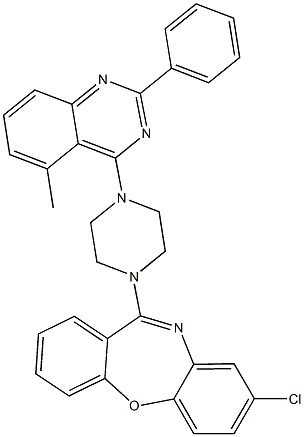 8-chloro-11-[4-(5-methyl-2-phenylquinazolin-4-yl)piperazin-1-yl]dibenzo[b,f][1,4]oxazepine 结构式