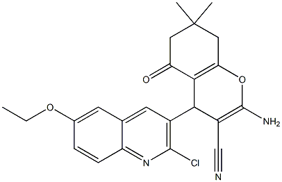 2-amino-4-[2-chloro-6-(ethyloxy)quinolin-3-yl]-7,7-dimethyl-5-oxo-5,6,7,8-tetrahydro-4H-chromene-3-carbonitrile 结构式