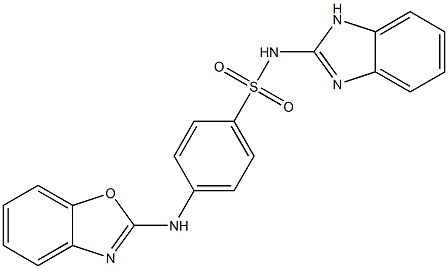 N-(1H-benzimidazol-2-yl)-4-(1,3-benzoxazol-2-ylamino)benzenesulfonamide 结构式