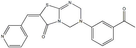 3-(3-acetylphenyl)-7-(3-pyridinylmethylene)-3,4-dihydro-2H-[1,3]thiazolo[3,2-a][1,3,5]triazin-6(7H)-one 结构式