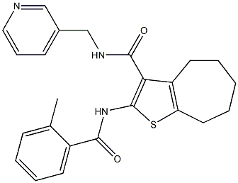 2-[(2-methylbenzoyl)amino]-N-(pyridin-3-ylmethyl)-5,6,7,8-tetrahydro-4H-cyclohepta[b]thiophene-3-carboxamide 结构式