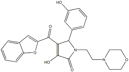 4-(1-benzofuran-2-ylcarbonyl)-3-hydroxy-5-(3-hydroxyphenyl)-1-[2-(4-morpholinyl)ethyl]-1,5-dihydro-2H-pyrrol-2-one 结构式