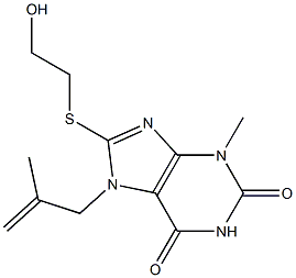 8-[(2-hydroxyethyl)sulfanyl]-3-methyl-7-(2-methyl-2-propenyl)-3,7-dihydro-1H-purine-2,6-dione 结构式