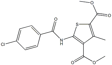 dimethyl 5-[(4-chlorobenzoyl)amino]-3-methyl-2,4-thiophenedicarboxylate 结构式