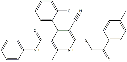 4-(2-chlorophenyl)-5-cyano-2-methyl-6-{[2-(4-methylphenyl)-2-oxoethyl]sulfanyl}-N-phenyl-1,4-dihydro-3-pyridinecarboxamide 结构式
