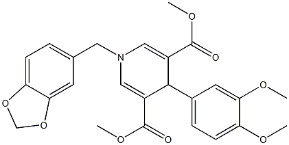 dimethyl 1-(1,3-benzodioxol-5-ylmethyl)-4-(3,4-dimethoxyphenyl)-1,4-dihydro-3,5-pyridinedicarboxylate 结构式