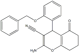 2-amino-4-[2-(benzyloxy)phenyl]-5-oxo-5,6,7,8-tetrahydro-4H-chromene-3-carbonitrile 结构式