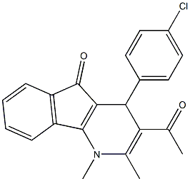 3-acetyl-4-(4-chlorophenyl)-1,2-dimethyl-1,4-dihydro-5H-indeno[1,2-b]pyridin-5-one 结构式