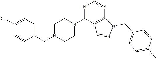 4-[4-(4-chlorobenzyl)-1-piperazinyl]-1-(4-methylbenzyl)-1H-pyrazolo[3,4-d]pyrimidine 结构式