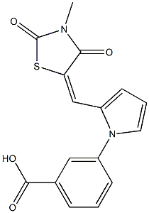 3-{2-[(3-methyl-2,4-dioxo-1,3-thiazolidin-5-ylidene)methyl]-1H-pyrrol-1-yl}benzoic acid 结构式