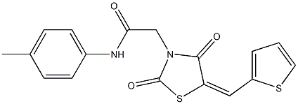 2-[2,4-dioxo-5-(2-thienylmethylene)-1,3-thiazolidin-3-yl]-N-(4-methylphenyl)acetamide 结构式