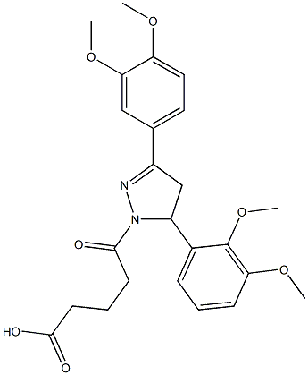 5-[5-(2,3-dimethoxyphenyl)-3-(3,4-dimethoxyphenyl)-4,5-dihydro-1H-pyrazol-1-yl]-5-oxopentanoic acid 结构式