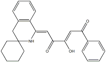 5-(3,4-dihydrospiro[isoquinoline-3,1'-cyclohexane]-1(2H)-ylidene)-3-hydroxy-1-phenylpent-2-ene-1,4-dione 结构式