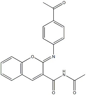 N-acetyl-2-[(4-acetylphenyl)imino]-2H-chromene-3-carboxamide 结构式