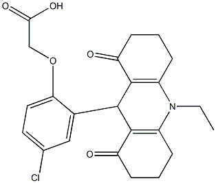 [4-chloro-2-(10-ethyl-1,8-dioxo-1,2,3,4,5,6,7,8,9,10-decahydro-9-acridinyl)phenoxy]acetic acid 结构式