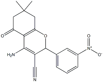 4-amino-2-{3-nitrophenyl}-7,7-dimethyl-5-oxo-5,6,7,8-tetrahydro-2H-chromene-3-carbonitrile 结构式