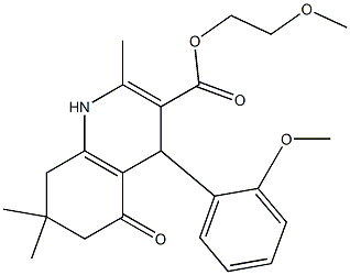 2-(methyloxy)ethyl 2,7,7-trimethyl-4-[2-(methyloxy)phenyl]-5-oxo-1,4,5,6,7,8-hexahydroquinoline-3-carboxylate 结构式