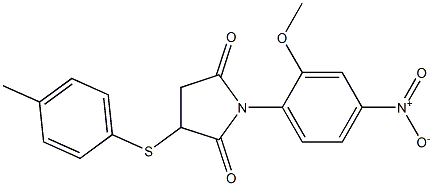 1-{4-nitro-2-methoxyphenyl}-3-[(4-methylphenyl)sulfanyl]-2,5-pyrrolidinedione 结构式