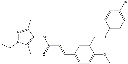 3-{3-[(4-bromophenoxy)methyl]-4-methoxyphenyl}-N-(1-ethyl-3,5-dimethyl-1H-pyrazol-4-yl)acrylamide 结构式