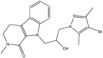 9-[3-(4-bromo-3,5-dimethyl-1H-pyrazol-1-yl)-2-hydroxypropyl]-2-methyl-2,3,4,9-tetrahydro-1H-beta-carbolin-1-one 结构式