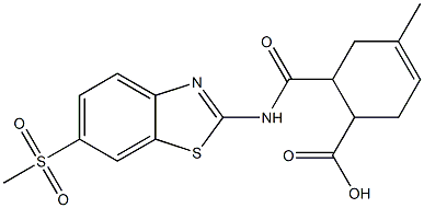 4-methyl-6-({[6-(methylsulfonyl)-1,3-benzothiazol-2-yl]amino}carbonyl)-3-cyclohexene-1-carboxylic acid 结构式