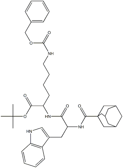 tert-butyl 2-{[2-[(1-adamantylcarbonyl)amino]-3-(1H-indol-3-yl)propanoyl]amino}-6-{[(benzyloxy)carbonyl]amino}hexanoate 结构式