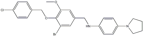 N-{3-bromo-4-[(4-chlorobenzyl)oxy]-5-methoxybenzyl}-4-pyrrolidin-1-ylaniline 结构式
