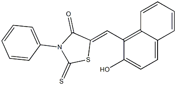 5-[(2-hydroxy-1-naphthyl)methylene]-3-phenyl-2-thioxo-1,3-thiazolidin-4-one 结构式