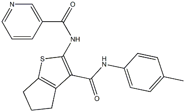 N-[3-(4-toluidinocarbonyl)-5,6-dihydro-4H-cyclopenta[b]thien-2-yl]nicotinamide 结构式