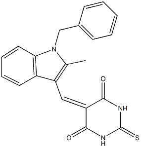 5-[(1-benzyl-2-methyl-1H-indol-3-yl)methylene]-2-thioxodihydro-4,6(1H,5H)-pyrimidinedione 结构式