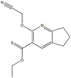 O-ethyl 2-(cyanomethoxy)-6,7-dihydro-5H-cyclopenta[b]pyridine-3-carbothioate 结构式