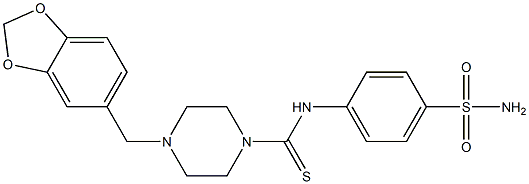 N-[4-(aminosulfonyl)phenyl]-4-(1,3-benzodioxol-5-ylmethyl)-1-piperazinecarbothioamide 结构式