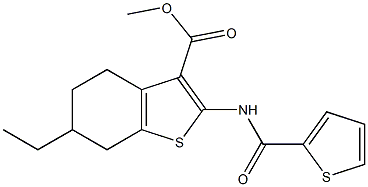 methyl 6-ethyl-2-[(2-thienylcarbonyl)amino]-4,5,6,7-tetrahydro-1-benzothiophene-3-carboxylate 结构式