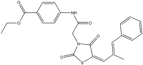 ethyl 4-({[5-(2-methyl-3-phenyl-2-propenylidene)-2,4-dioxo-1,3-thiazolidin-3-yl]acetyl}amino)benzoate 结构式