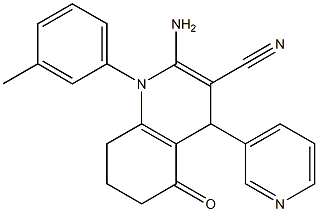 2-amino-1-(3-methylphenyl)-5-oxo-4-pyridin-3-yl-1,4,5,6,7,8-hexahydroquinoline-3-carbonitrile 结构式