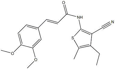 N-(3-cyano-4-ethyl-5-methyl-2-thienyl)-3-(3,4-dimethoxyphenyl)acrylamide 结构式