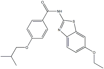 N-(6-ethoxy-1,3-benzothiazol-2-yl)-4-isobutoxybenzamide 结构式