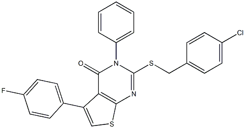 2-[(4-chlorobenzyl)sulfanyl]-5-(4-fluorophenyl)-3-phenylthieno[2,3-d]pyrimidin-4(3H)-one 结构式