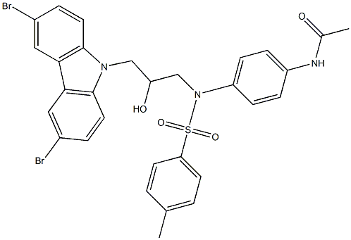 N-(4-{[3-(3,6-dibromo-9H-carbazol-9-yl)-2-hydroxypropyl][(4-methylphenyl)sulfonyl]amino}phenyl)acetamide 结构式